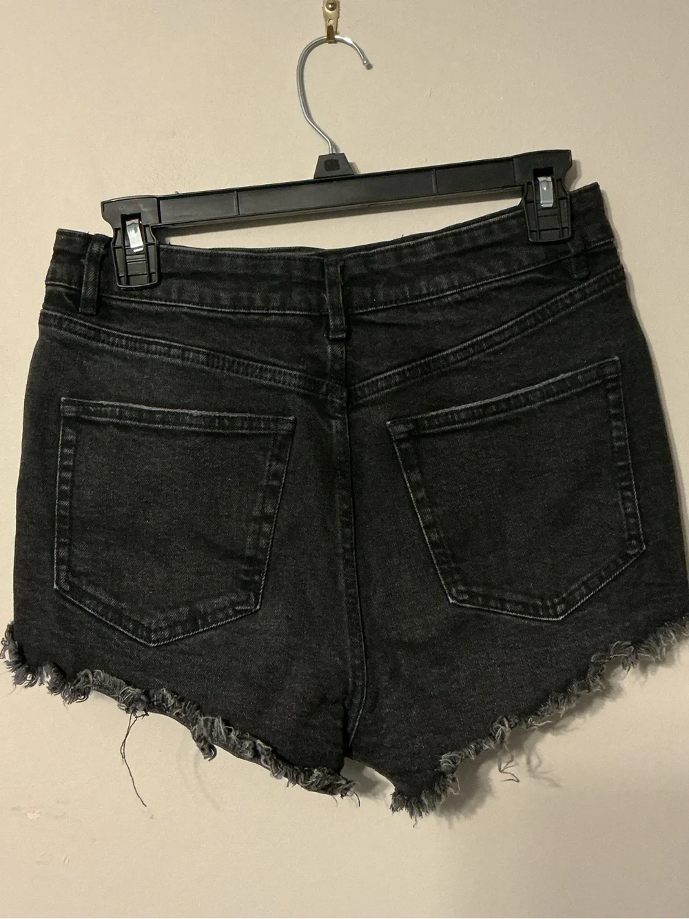 Zara Black Distressed Frayed-Hem Jean Shorts